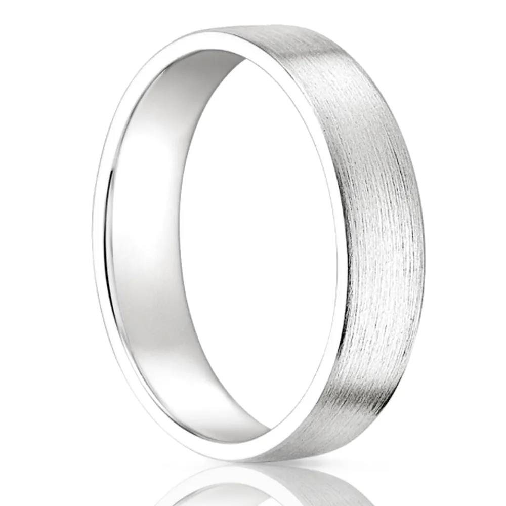 18k Solid Yellow/White/Rose Gold Classic Wedding Band Flat Matte Finish 4 MM