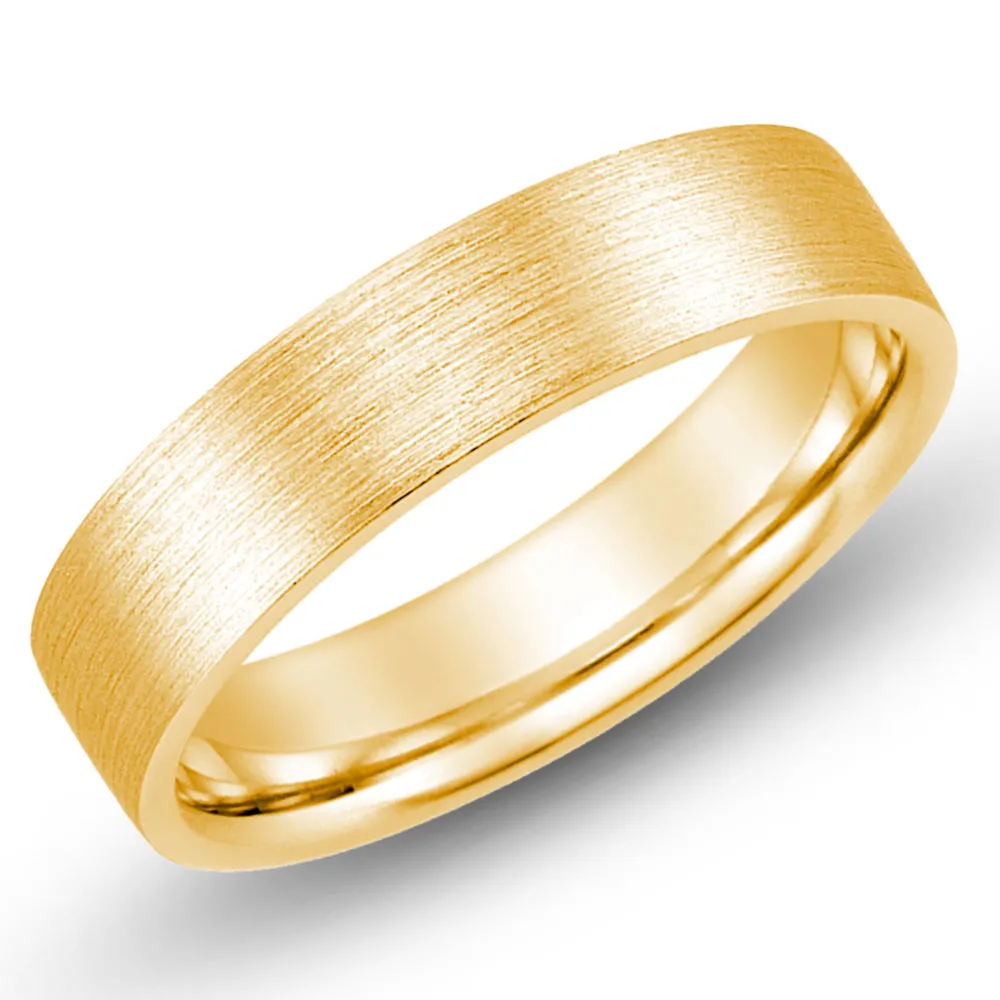 18k Solid Yellow/White/Rose Gold Classic Wedding Band Flat Matte Finish 4 MM