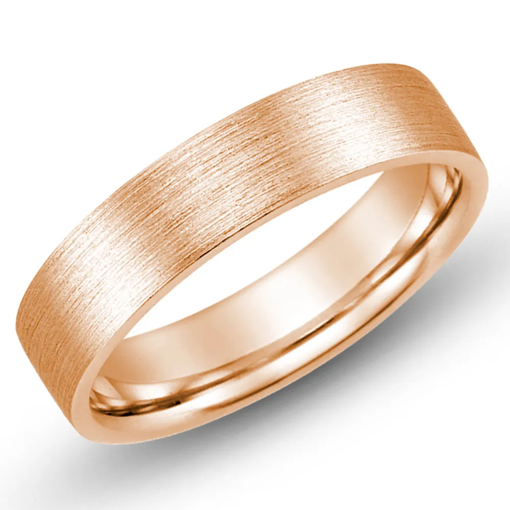 18k Solid Yellow/White/Rose Gold Classic Wedding Band Flat Matte Finish 4 MM