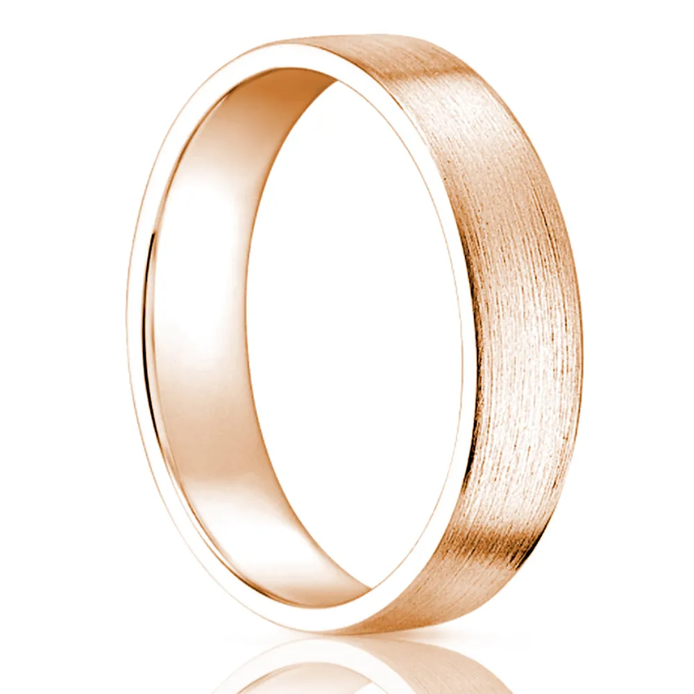 18k Solid Yellow/White/Rose Gold Classic Wedding Band Flat Matte Finish 4 MM