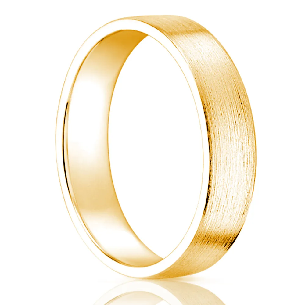 18k Solid Yellow/White/Rose Gold Classic Wedding Band Flat Matte Finish 4 MM
