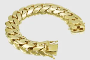 20mm Hollow 14K Miami Cuban Gold Flat Bracelet