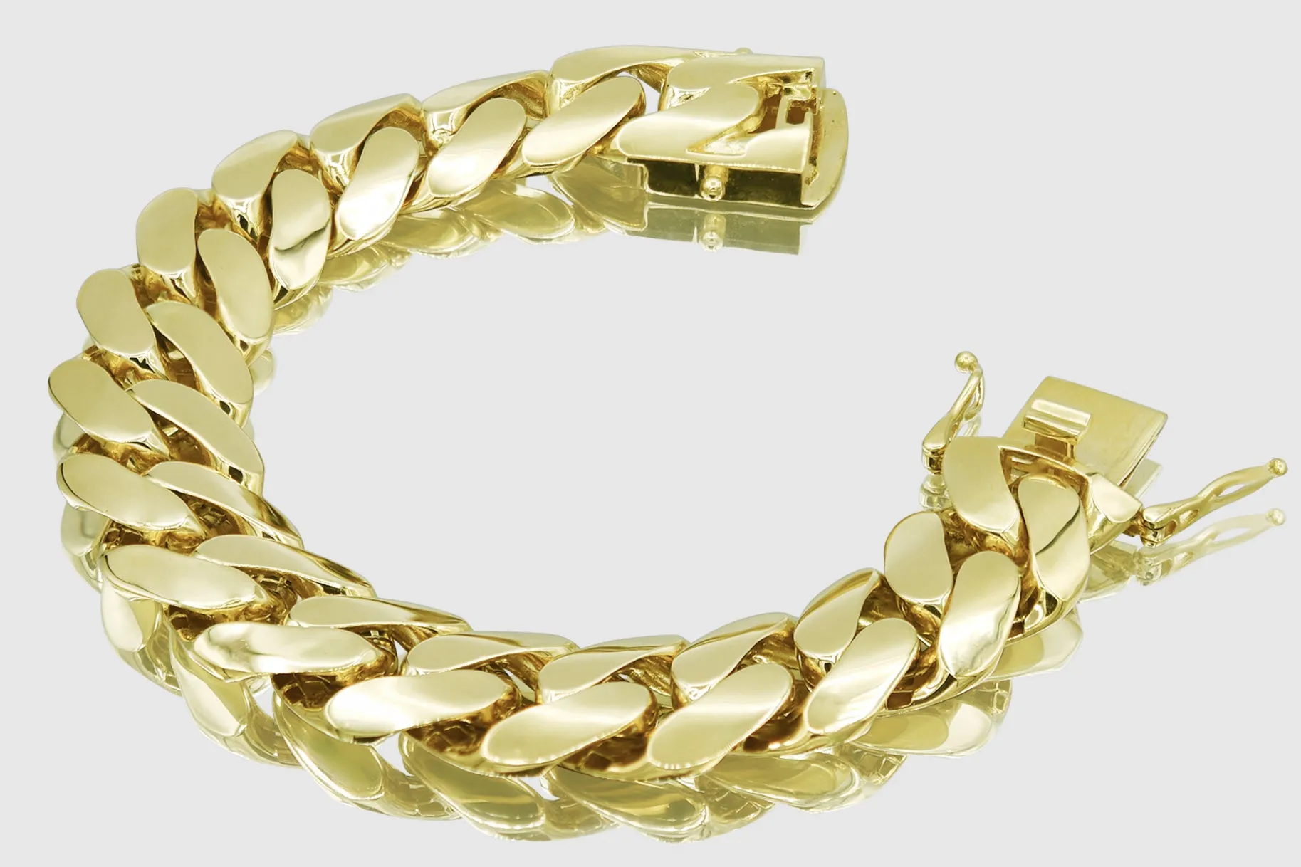 20mm Hollow 14K Miami Cuban Gold Flat Bracelet