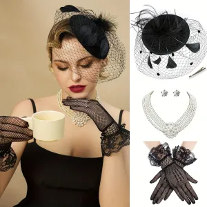 4-Piece Vintage Fascinator Hat Set