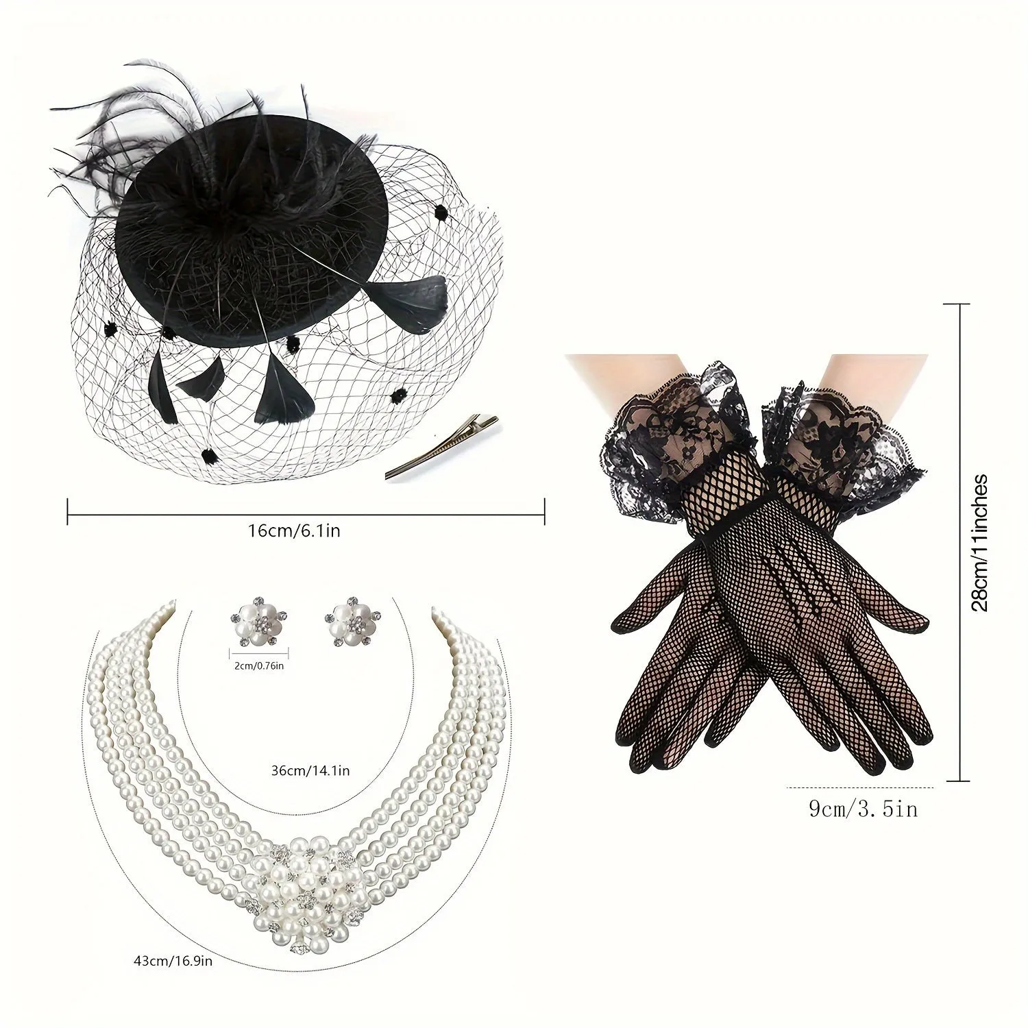 4-Piece Vintage Fascinator Hat Set
