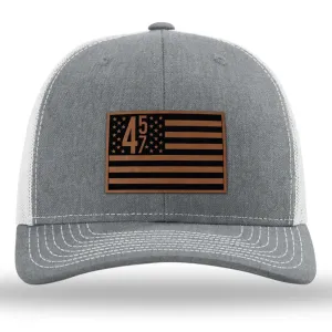 45 47 American Flag Premium Leather Patch Hat