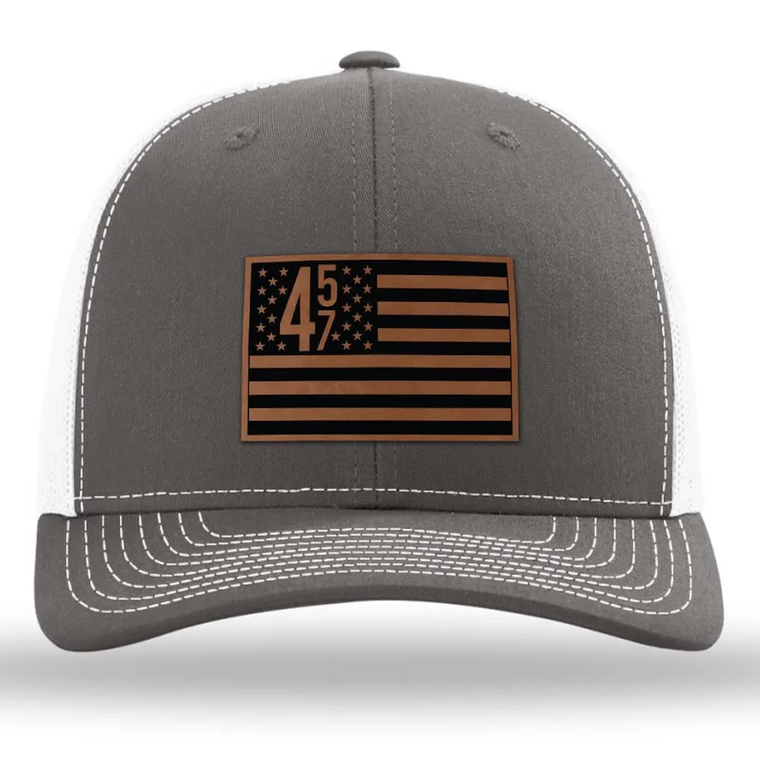45 47 American Flag Premium Leather Patch Hat