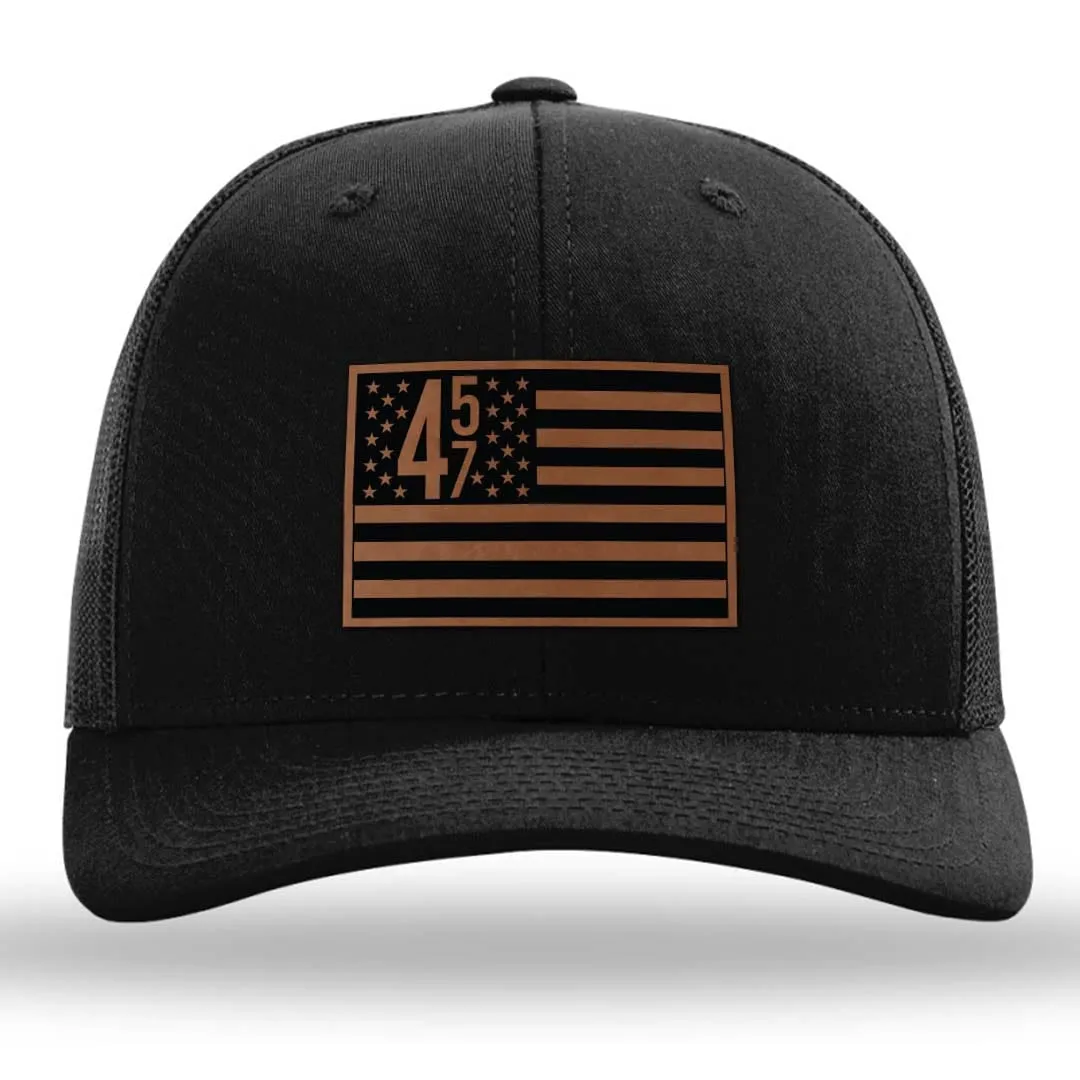 45 47 American Flag Premium Leather Patch Hat