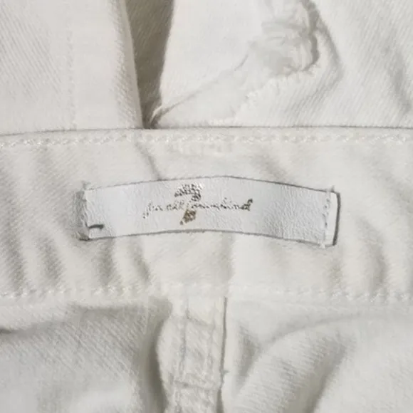 7 For All Mankind Womens Jeans Distressed Skinny Denim Mid Rise White Size 27