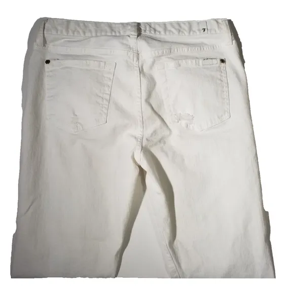 7 For All Mankind Womens Jeans Distressed Skinny Denim Mid Rise White Size 27