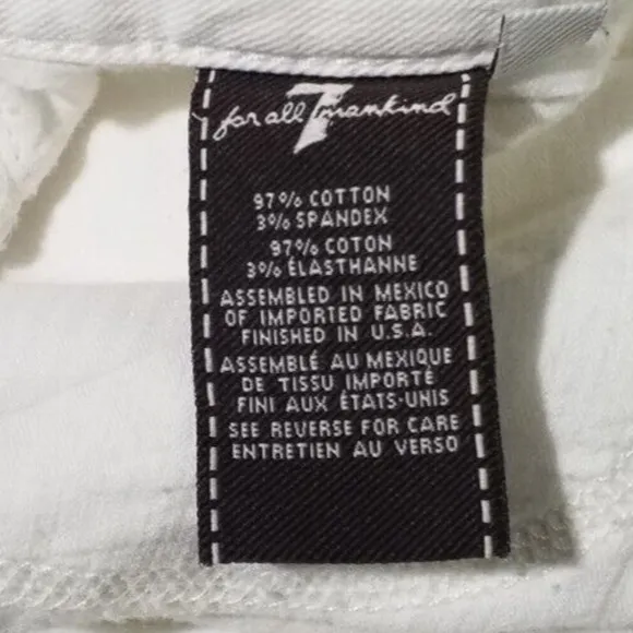 7 For All Mankind Womens Jeans Distressed Skinny Denim Mid Rise White Size 27