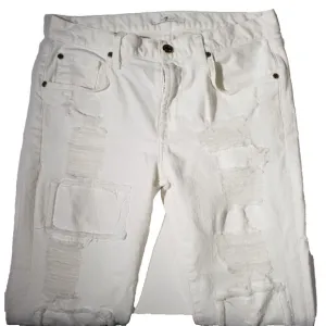 7 For All Mankind Womens Jeans Distressed Skinny Denim Mid Rise White Size 27