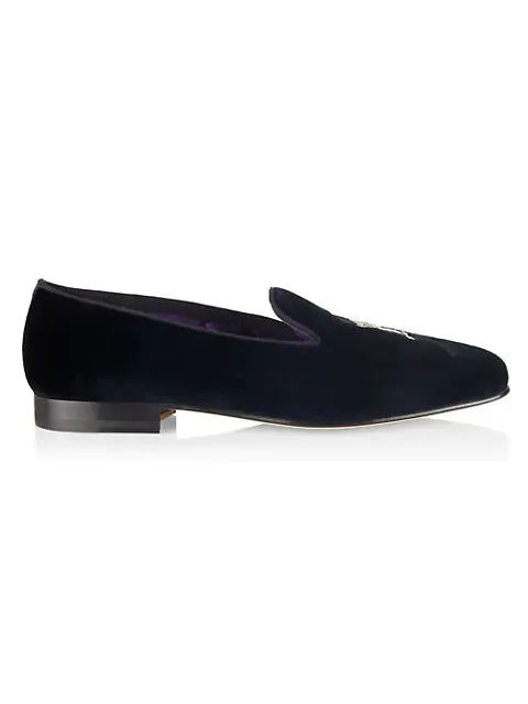 $800 RALPH LAUREN PURPLE LABEL - POLO "ALONZO" BEAR Navy Blue Loafers - 9.5