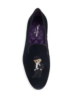 $800 RALPH LAUREN PURPLE LABEL - POLO "ALONZO" BEAR Navy Blue Loafers - 9.5