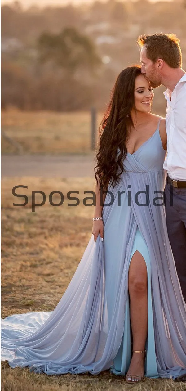 A-line Chiffon Simple Unique Beach Wedding Dresses WD0534