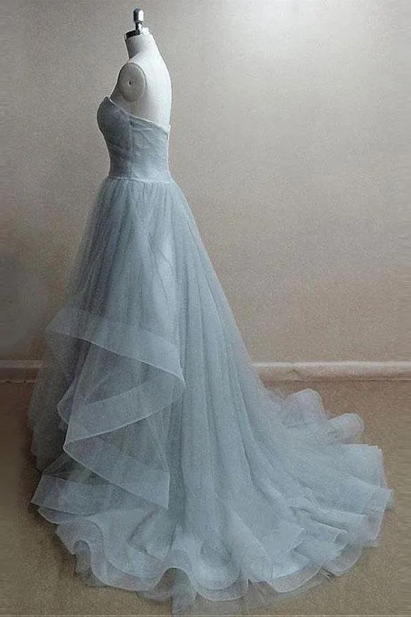 A-line Strapless Sweetheart Neck Mauve Long Prom/Evening Dresses PG959