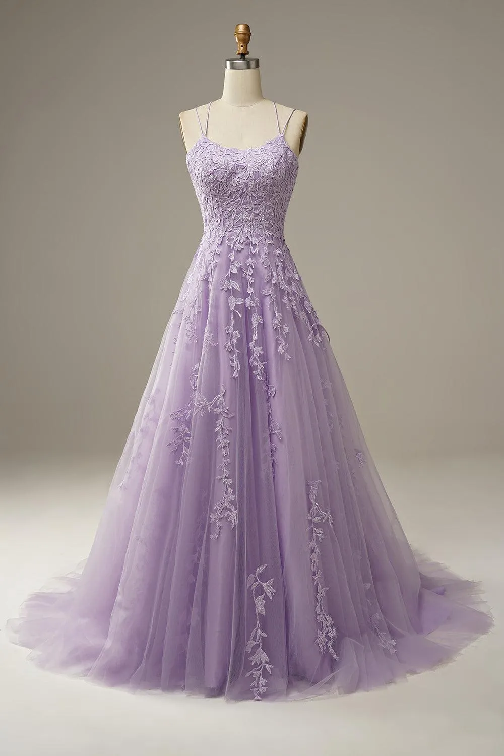 A-line V Neck Sky Blue Lace Prom Dress Lavender Formal Dress TP1167