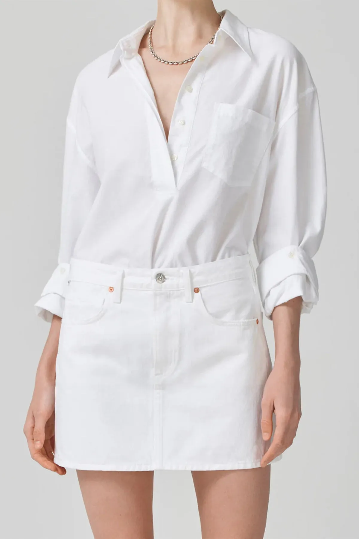Aave Oversized Cuff Shirt in Oxford White