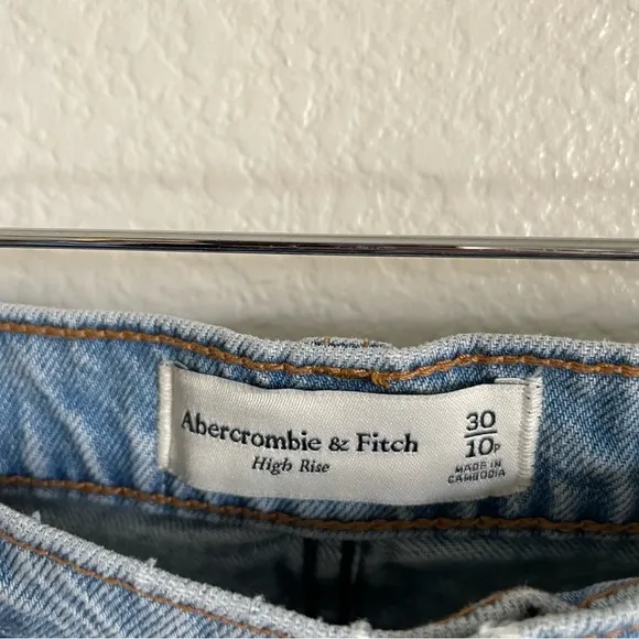 Abercrombie &amp; Fitch High Rise Denim Jean Skirt Long Midi Knee Length Front Slit
