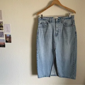 Abercrombie &amp; Fitch High Rise Denim Jean Skirt Long Midi Knee Length Front Slit