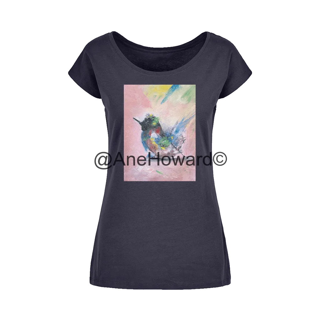 Abstract Bird Wide Neck Womens Cotton T-Shirt