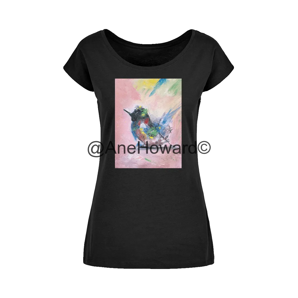 Abstract Bird Wide Neck Womens Cotton T-Shirt