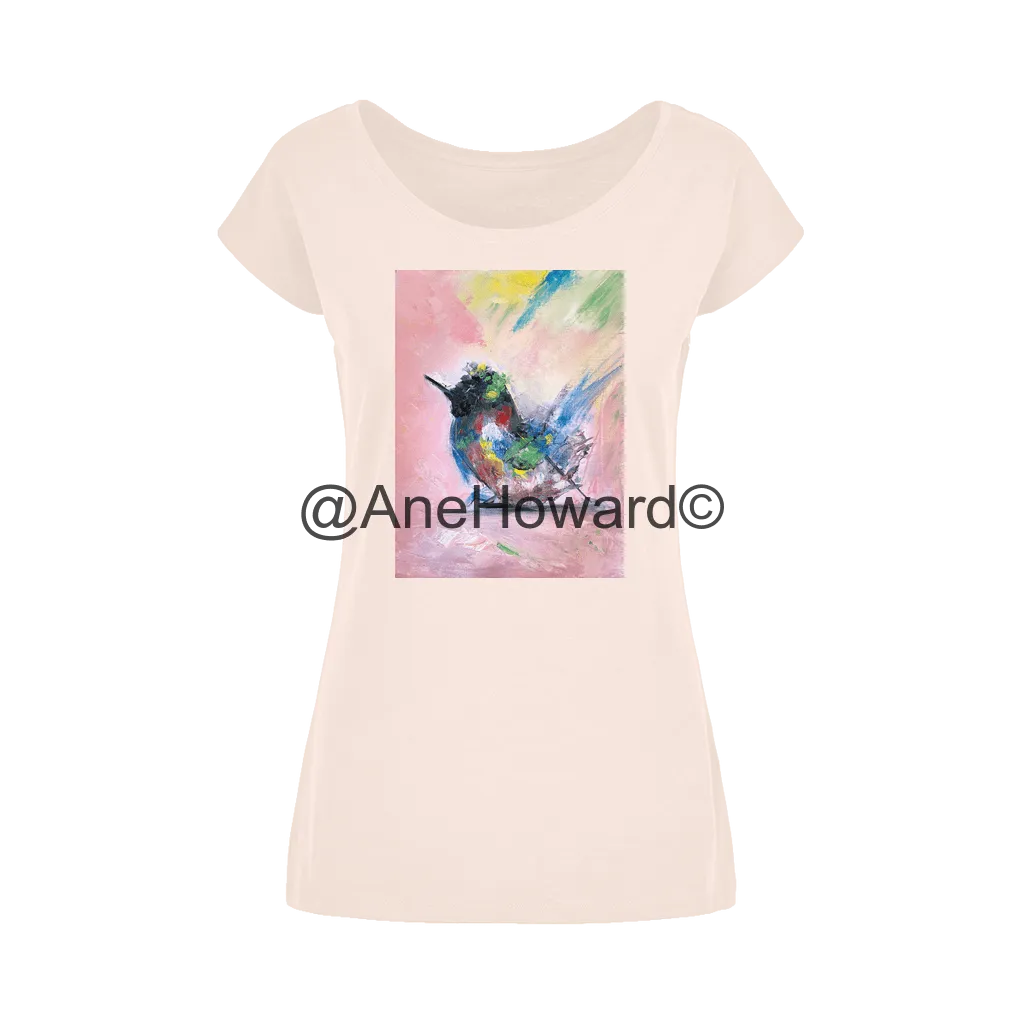 Abstract Bird Wide Neck Womens Cotton T-Shirt