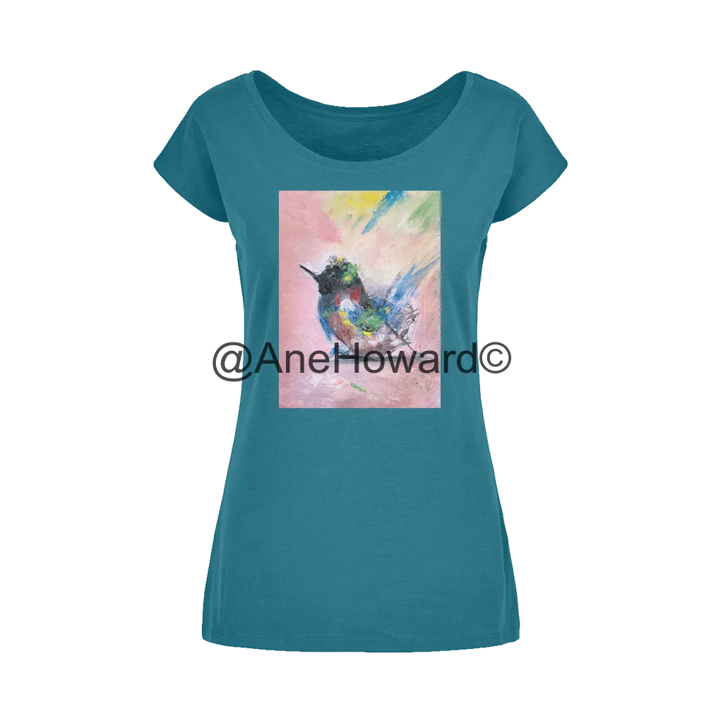 Abstract Bird Wide Neck Womens Cotton T-Shirt