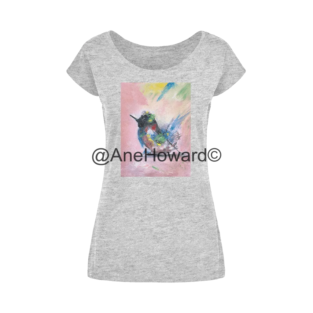 Abstract Bird Wide Neck Womens Cotton T-Shirt