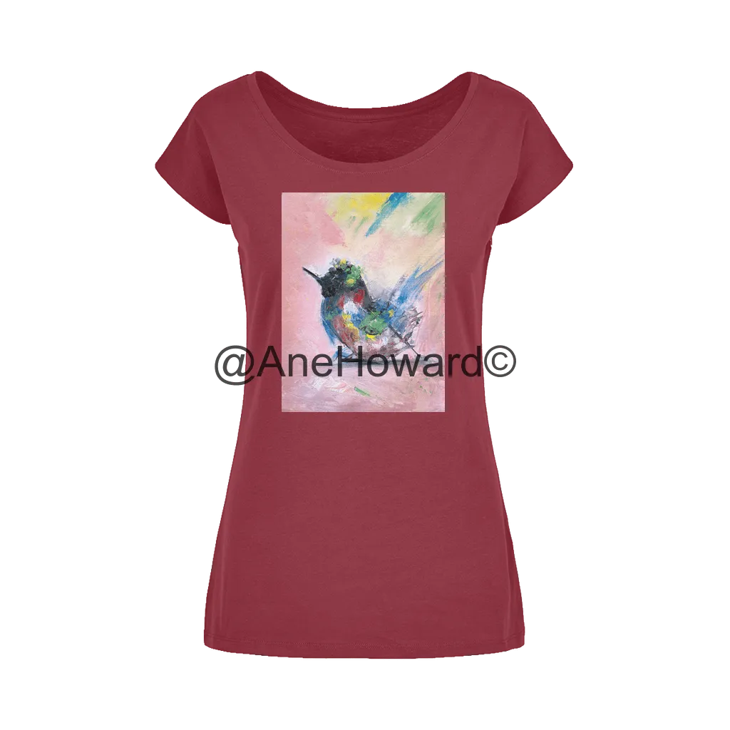 Abstract Bird Wide Neck Womens Cotton T-Shirt
