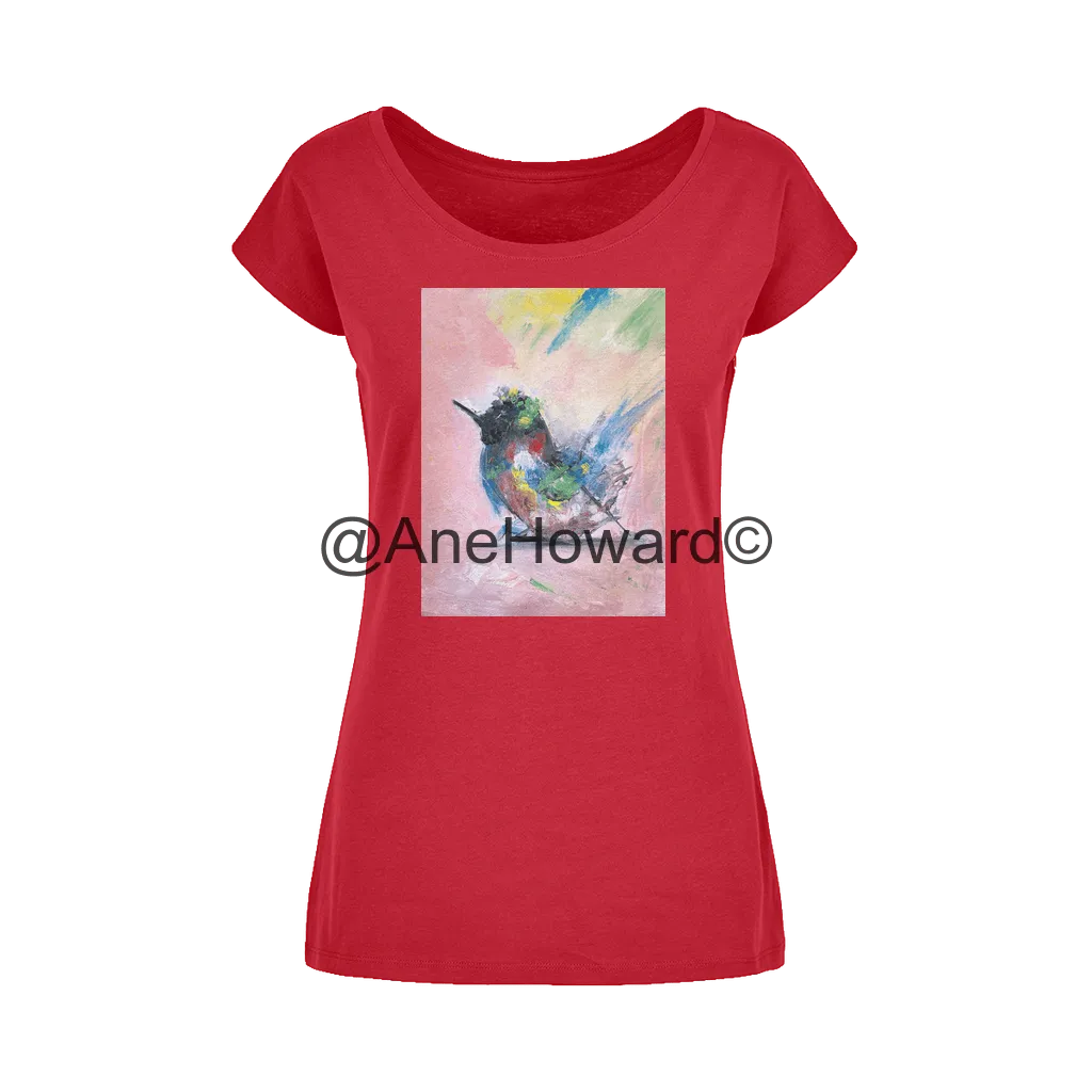 Abstract Bird Wide Neck Womens Cotton T-Shirt