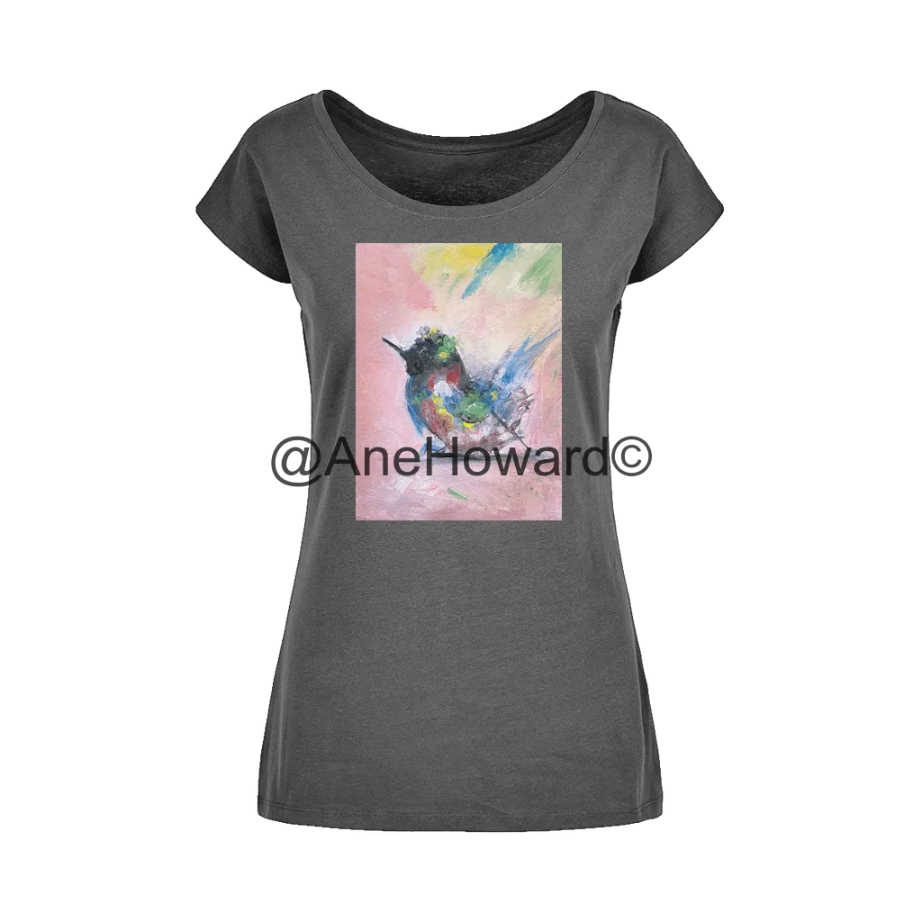 Abstract Bird Wide Neck Womens Cotton T-Shirt