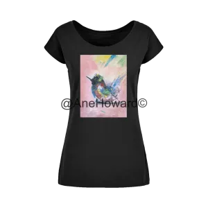 Abstract Bird Wide Neck Womens Cotton T-Shirt