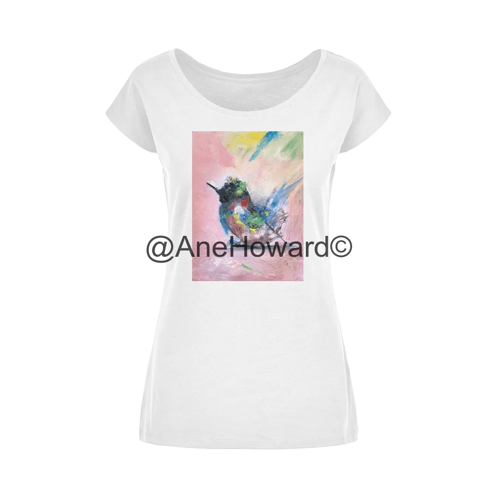 Abstract Bird Wide Neck Womens Cotton T-Shirt