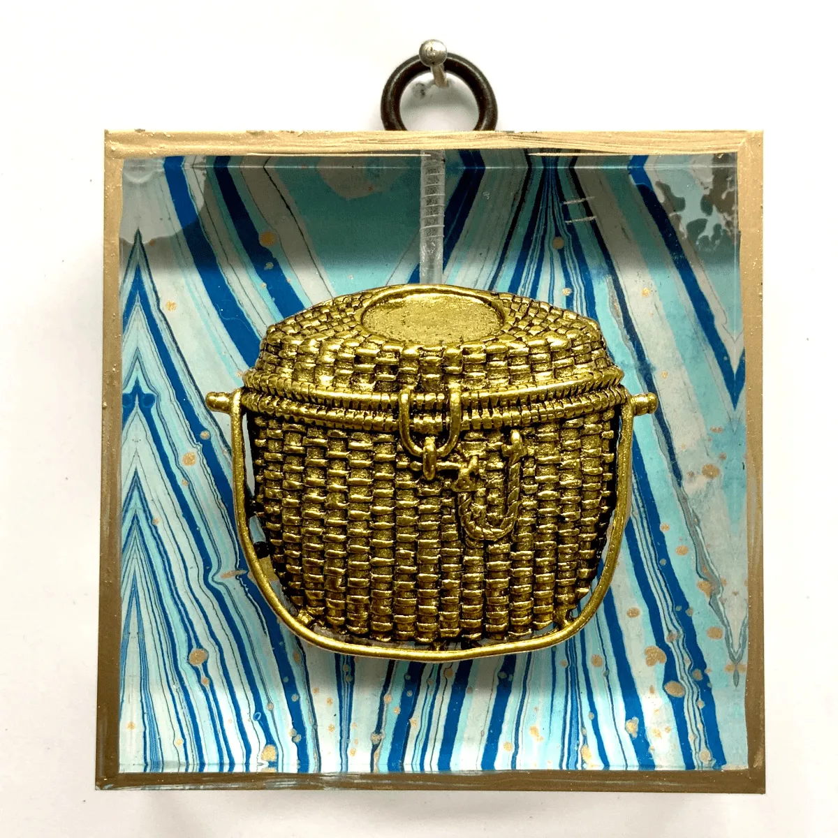 Acrylic Frame with Nantucket Basket on Marbled Paper / Slight Imperfections | 3 x 1"