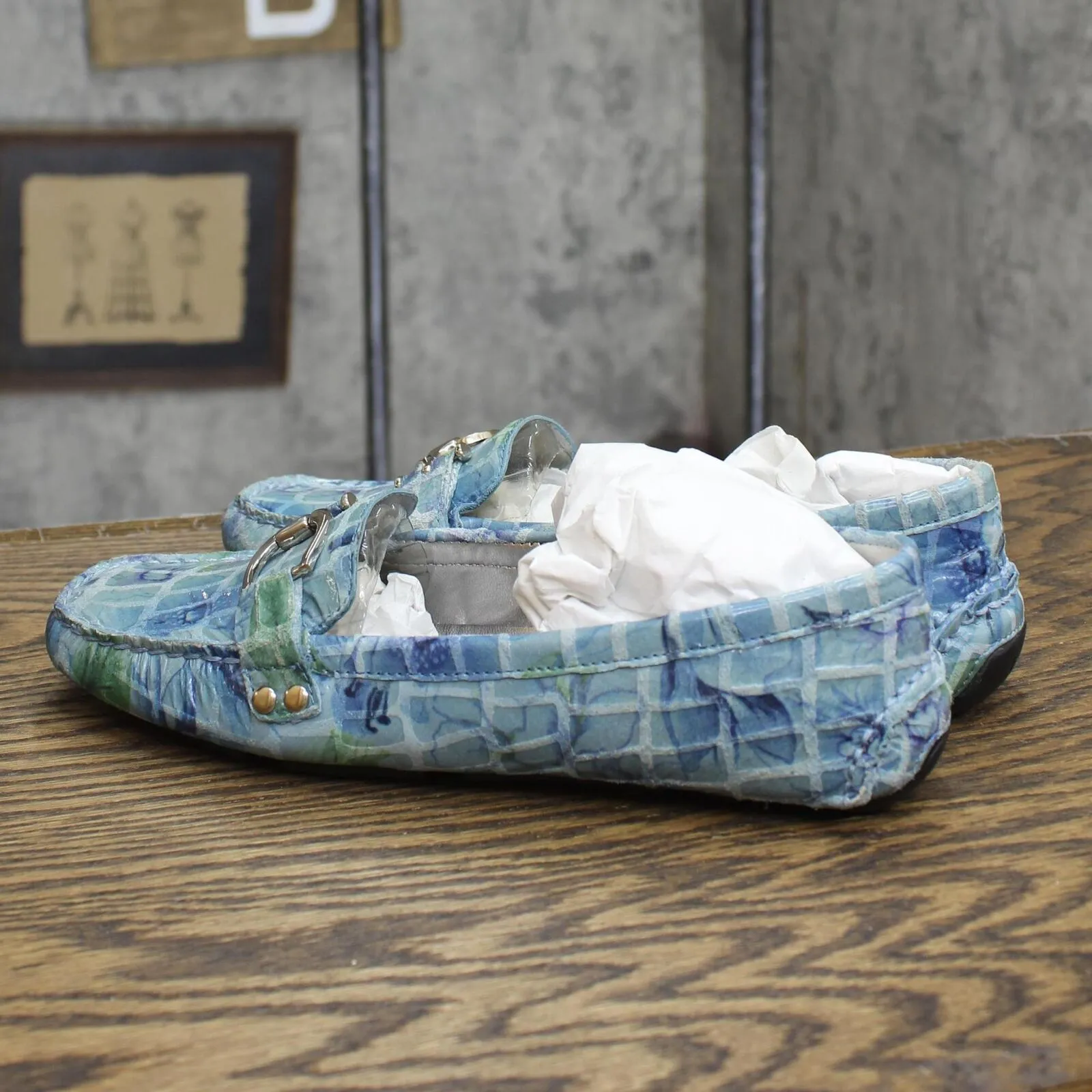 AK Anne Klein Womens Vintage IFLEX AKGREATER Loafers Blue Combo 6M