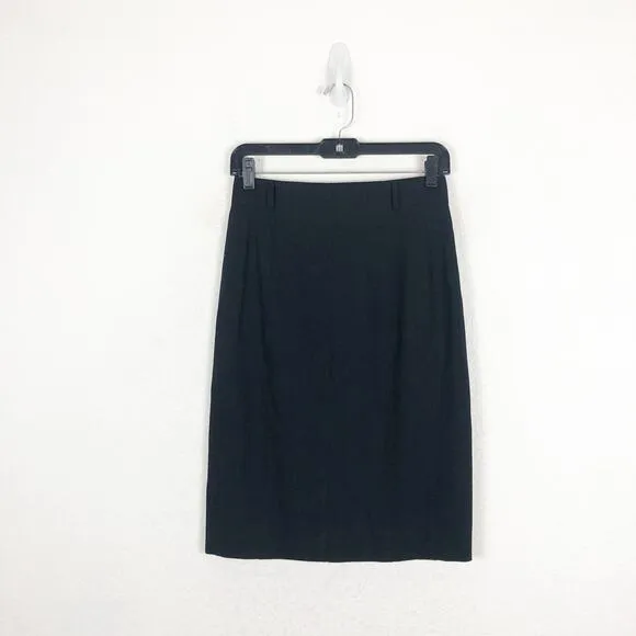 Akris Punto Stretch Virgin Wool Crepe Pencil Skirt Size 4 Black Work Wear