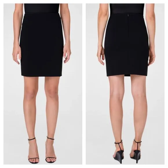 Akris Punto Stretch Virgin Wool Crepe Pencil Skirt Size 4 Black Work Wear