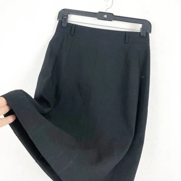 Akris Punto Stretch Virgin Wool Crepe Pencil Skirt Size 4 Black Work Wear