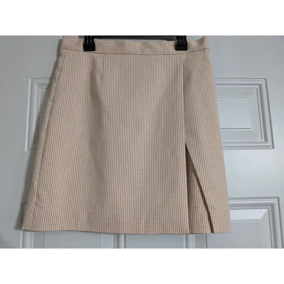 Alex Marie skirt Dionne Gingham Print Stretch Twill Skirt Size 4 cream