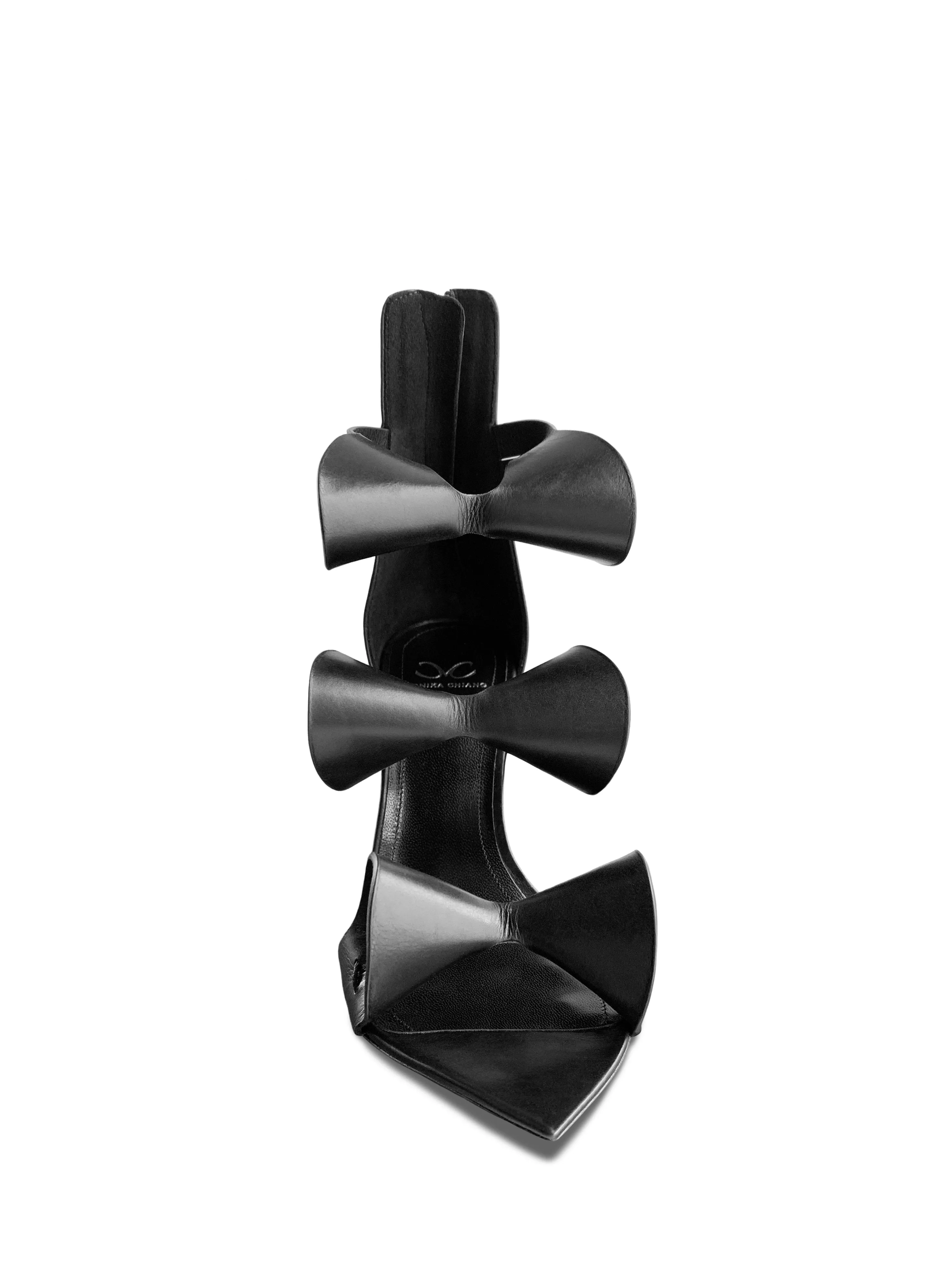 ALIX 80 BLACK LEATHER SANDALS