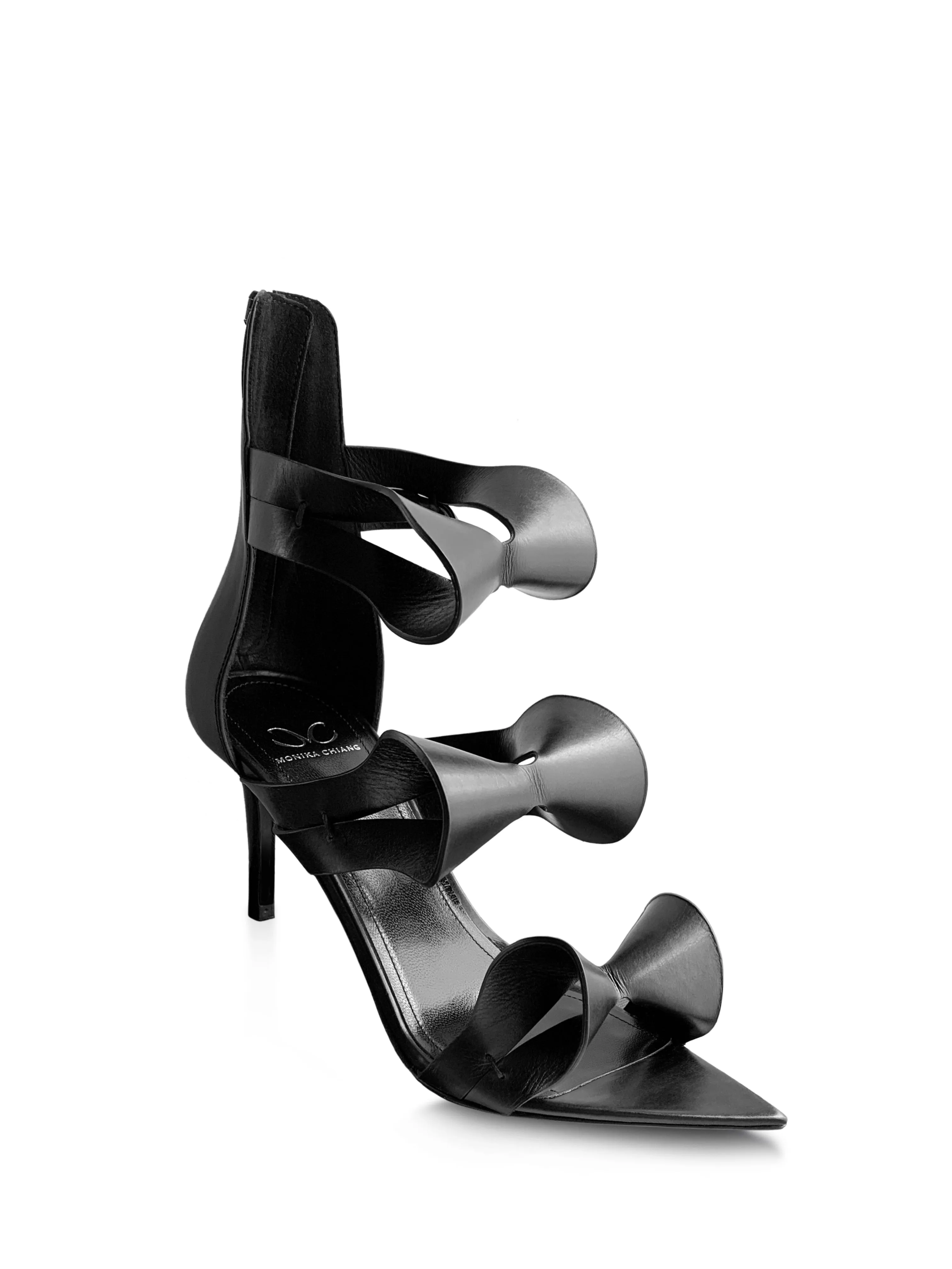 ALIX 80 BLACK LEATHER SANDALS