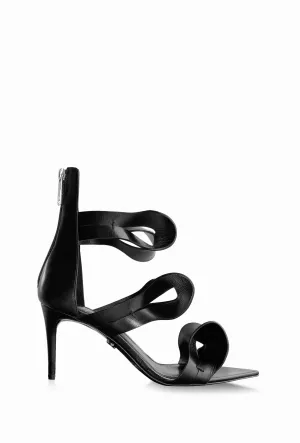 ALIX 80 BLACK LEATHER SANDALS