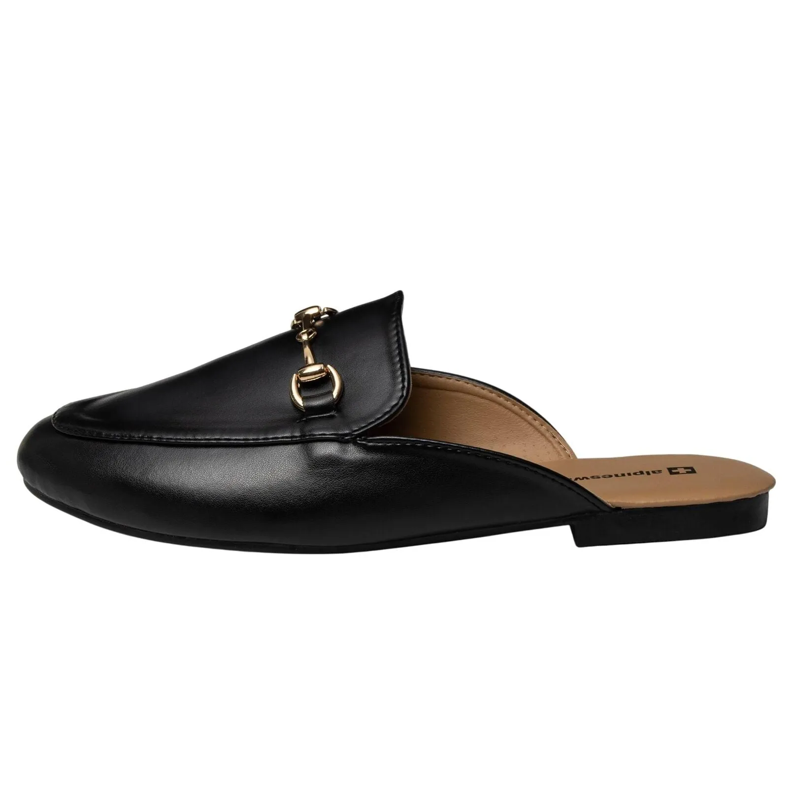 Alpine Swiss Erin Womens Flat Mules Loafers Round Toe Blackless Black 7M