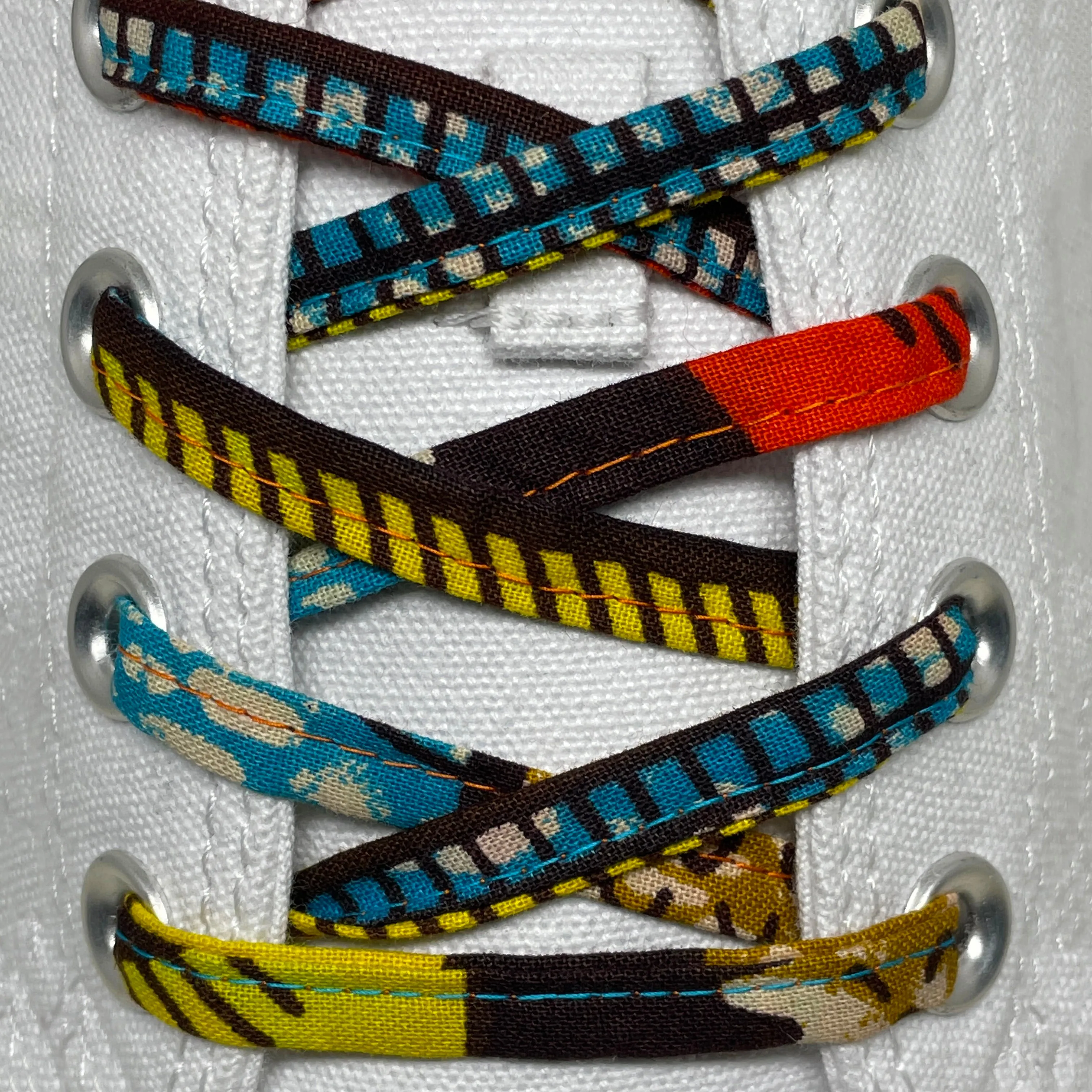 Amahle Wax Print Laces - Orange/Yellow/Teal/Brown
