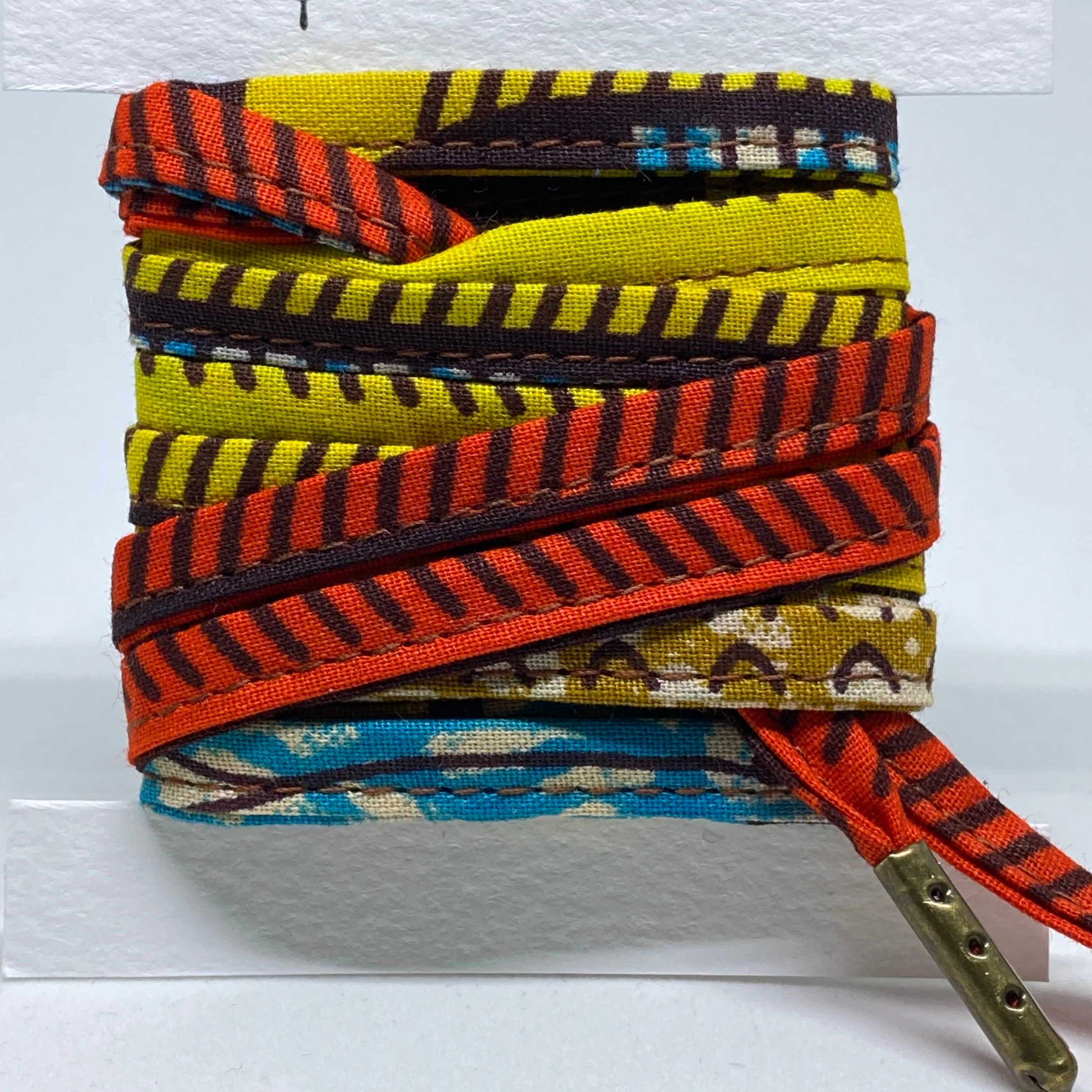 Amahle Wax Print Laces - Orange/Yellow/Teal/Brown