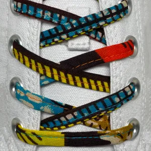 Amahle Wax Print Laces - Orange/Yellow/Teal/Brown
