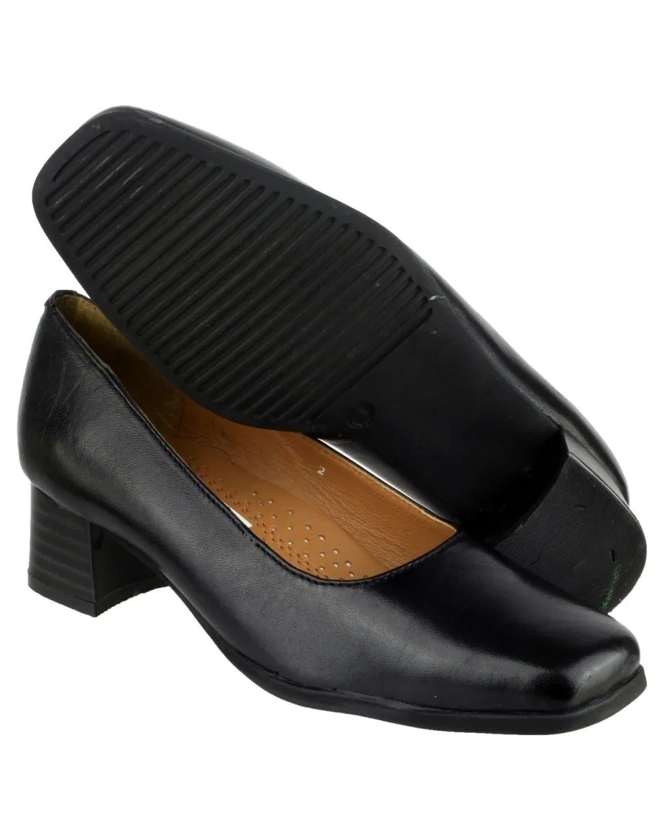 Amblers Walford Ladies Wide Fit Low Block Heel Court Shoes