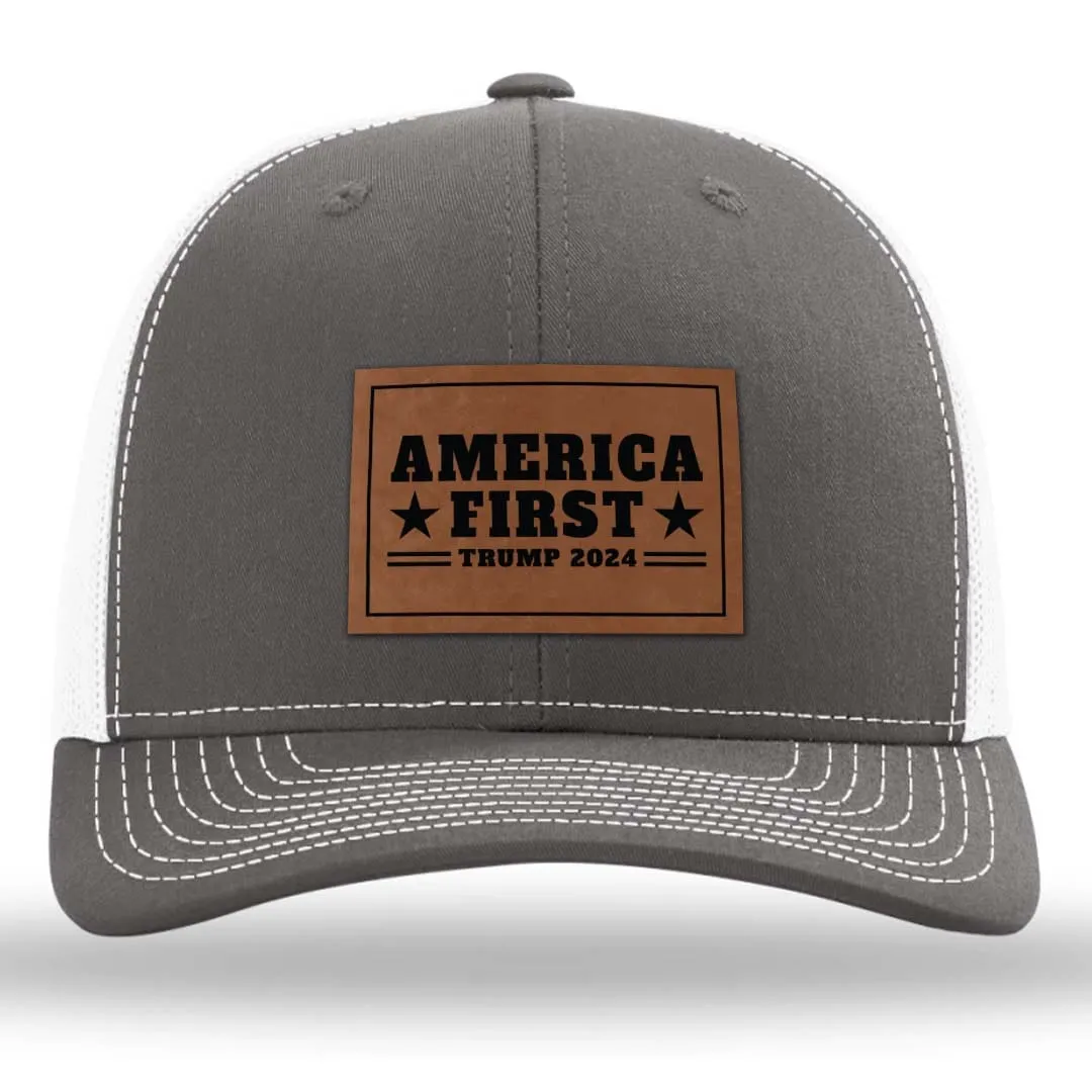 America First Premium Leather Patch Hat