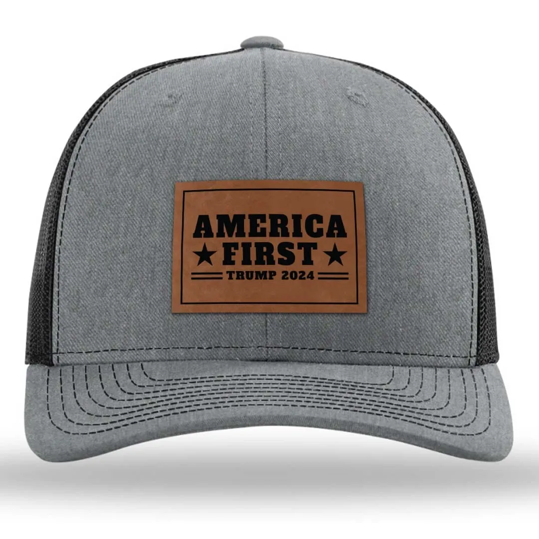 America First Premium Leather Patch Hat